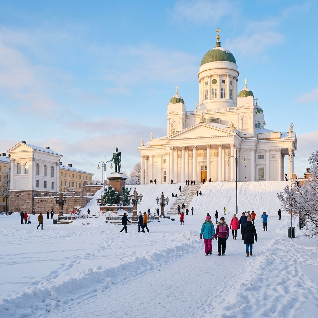 Nhà thờ Helsinki trong mùa đông Phần Lan