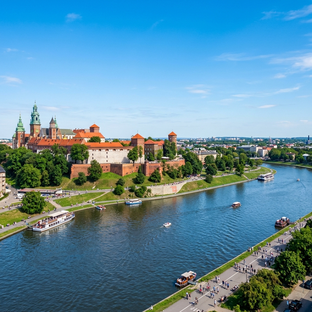 Lâu đài Wawel bên sông Vistula tại Ba Lan